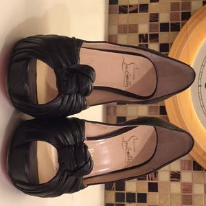 Christian Louboutin black leather knot heels